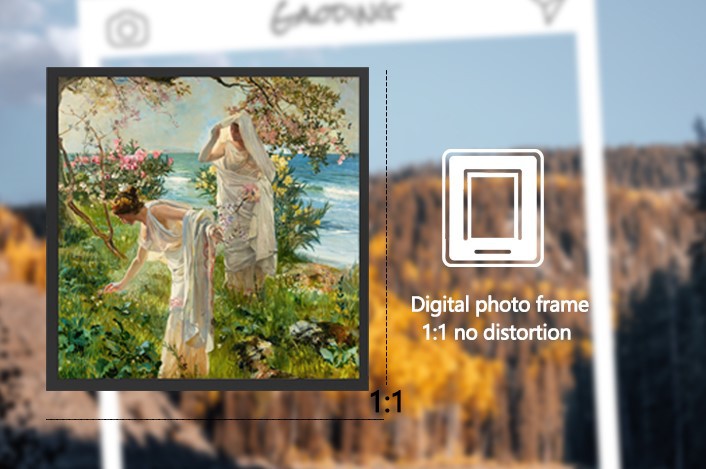 This photo frame digital signage uses a proportional screen display This photo frame digital signage uses a proportional screen display