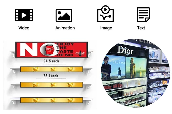 Ultra stretch digital signage attracts customers' attention through content in various media formats Ultra stretch digital signage attracts customers' attention through content in various media formats
